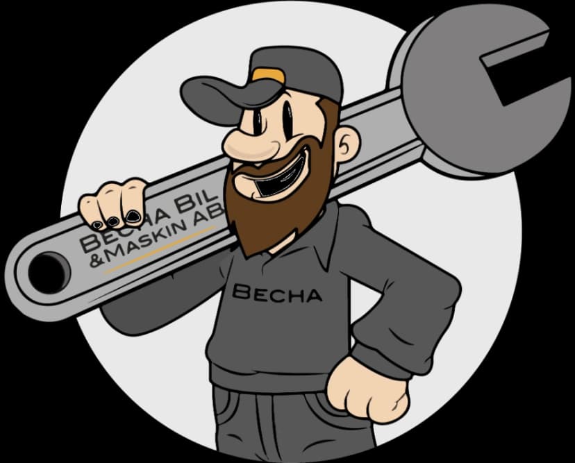 Illustration av BechaBil-mekaniker med fast nyckel