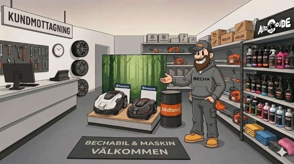 BechaBil-gubben i fysisk butiksmiljö