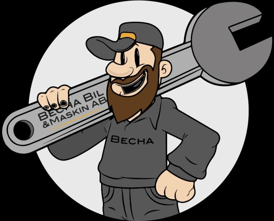 Illustration av BechaBil-mekaniker med fast nyckel