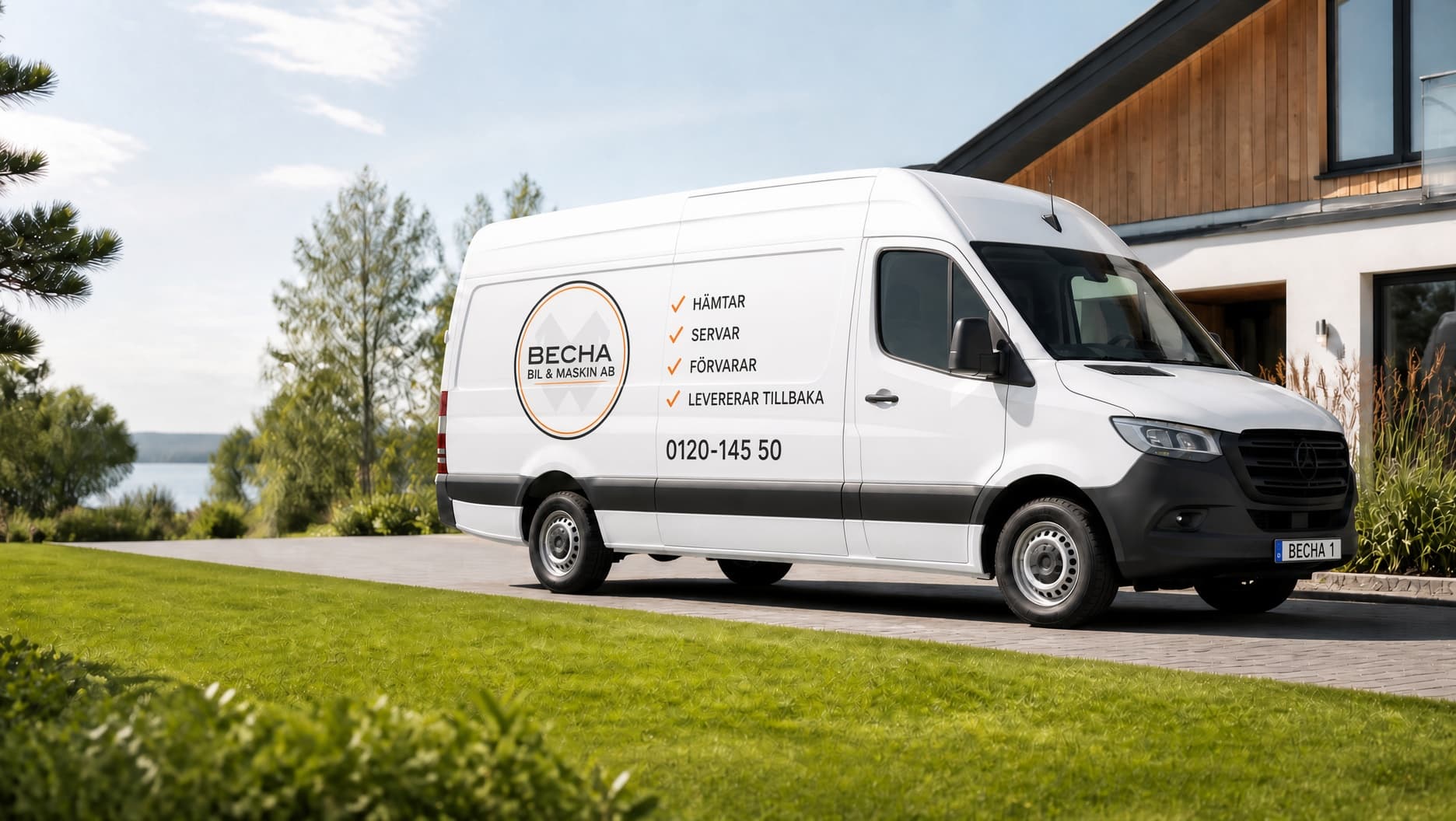 BechaBil Sprinter med Automower Concierge-foliering